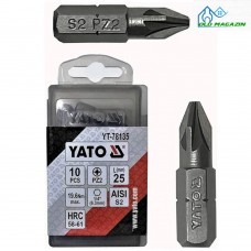 YATO Set 10 biti surubelnita PZ2, prindere hex 1/4'', lungime 25 mm